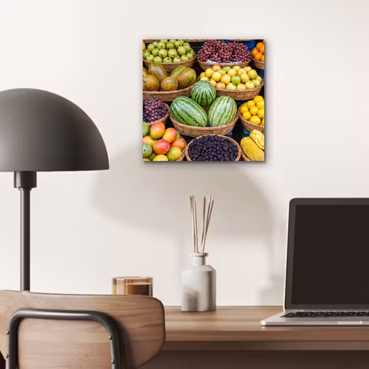 Aluminium schilderij - Fruit - Markt - Kleurrijk - Fruit - Markt - Kleurrijk aluminium wit klein