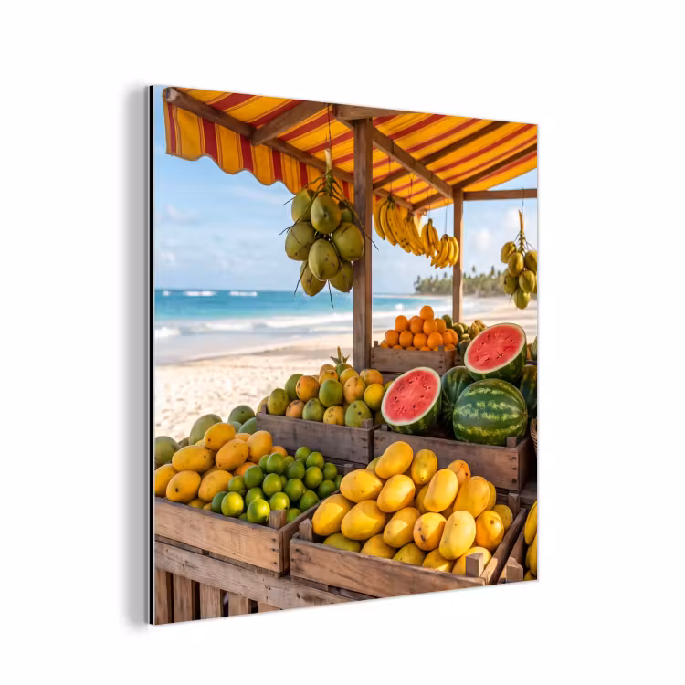 Aluminium schilderij - Fruit - Strand - Tropisch - Fruit - Strand - Tropisch aluminium wit klein