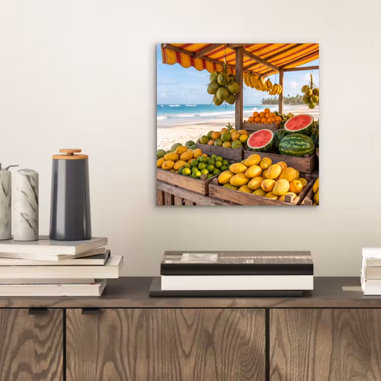 Aluminium schilderij - Fruit - Strand - Tropisch - Fruit - Strand - Tropisch aluminium wit klein