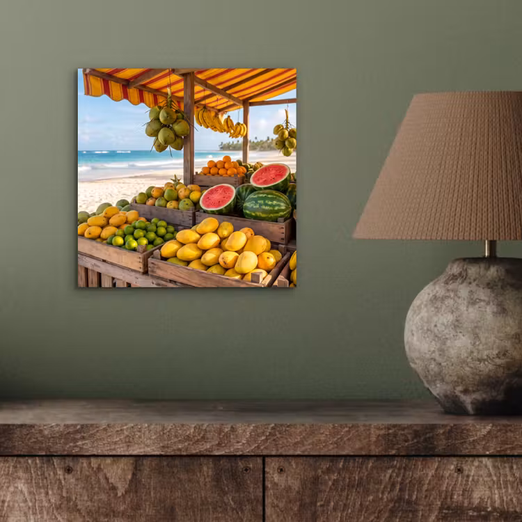 Aluminium schilderij - Fruit - Strand - Tropisch - Fruit - Strand - Tropisch aluminium wit klein