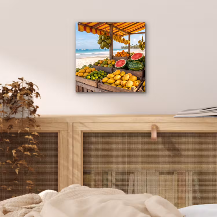 Aluminium schilderij - Fruit - Strand - Tropisch - Fruit - Strand - Tropisch aluminium wit klein