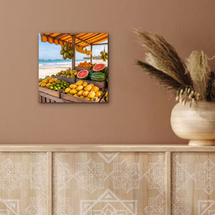 Aluminium schilderij - Fruit - Strand - Tropisch - Fruit - Strand - Tropisch aluminium wit klein