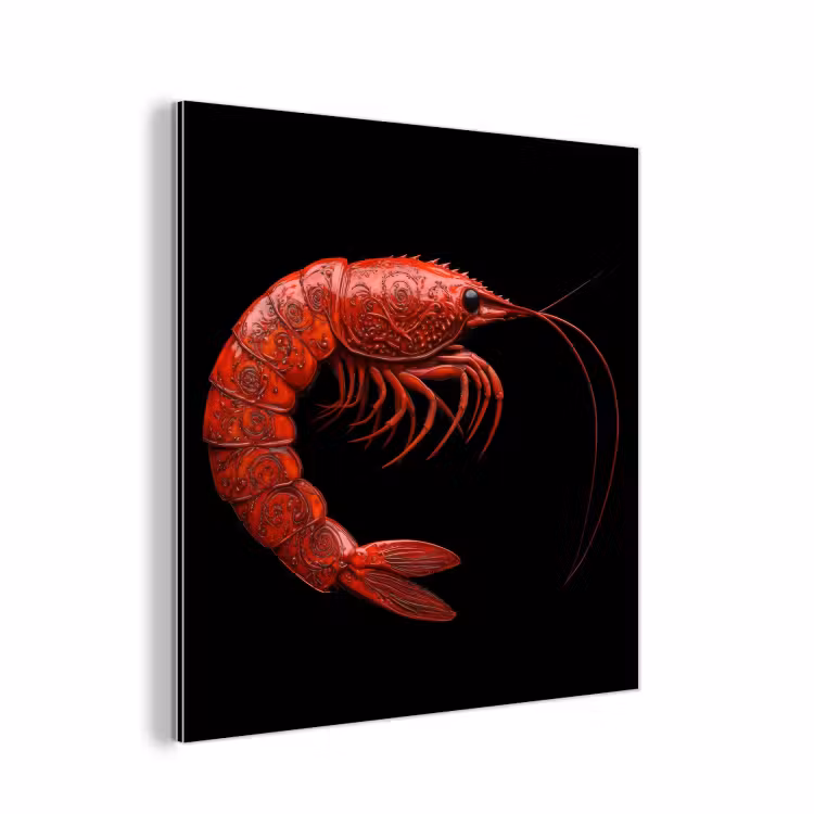 Garnaal - Rood - Dieren aluminium wit klein -3d