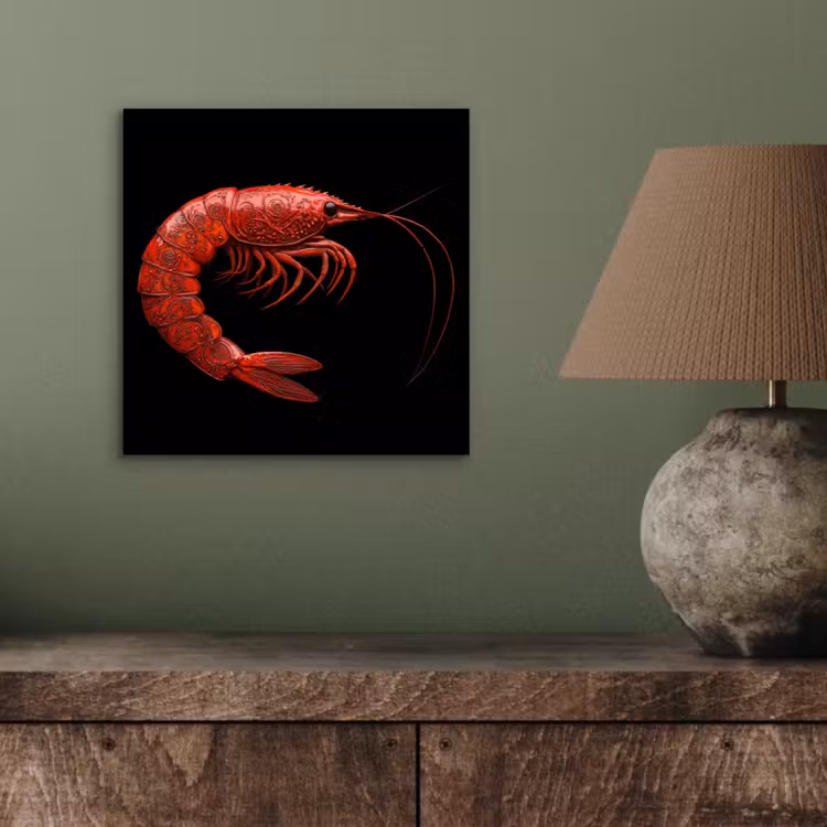 Garnaal - Rood - Dieren aluminium wit klein -sfeer2