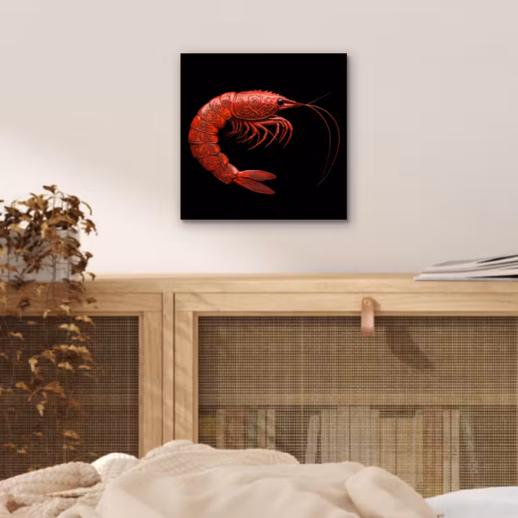 Garnaal - Rood - Dieren aluminium wit klein -sfeer3