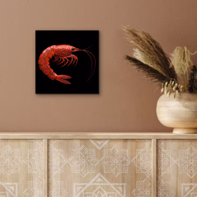 Garnaal - Rood - Dieren aluminium wit klein -sfeer4