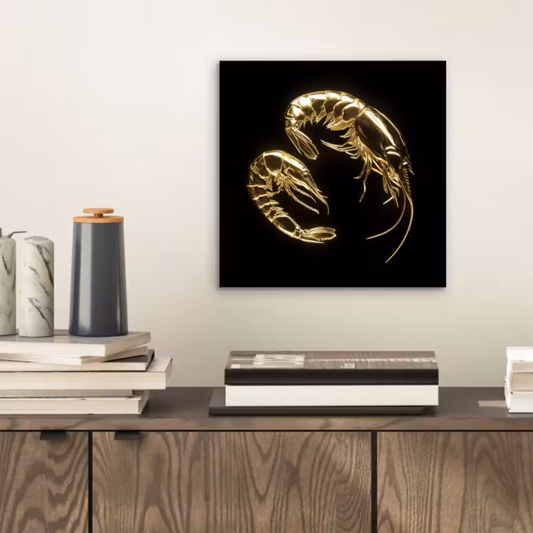 Garnalen - Zwart - Goud - Dieren aluminium wit klein -sfeer1
