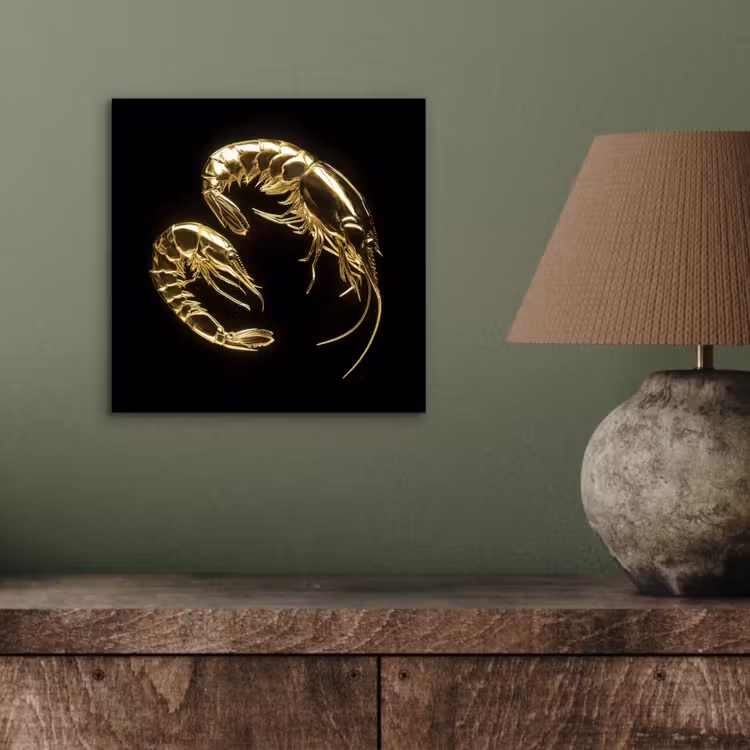 Garnalen - Zwart - Goud - Dieren aluminium wit klein -sfeer2