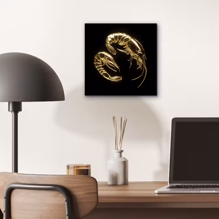 Garnalen - Zwart - Goud - Dieren aluminium wit klein -sfeer5