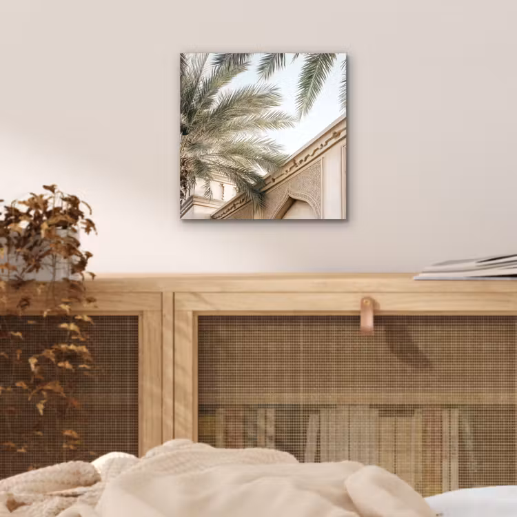 Gebouw - Palmbomen - Beige - Zon aluminium wit klein -sfeer3
