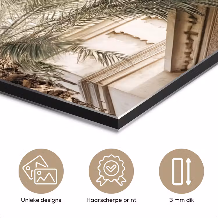 Gebouw - Palmbomen - Beige - Zon aluminium wit klein -closeup_NL