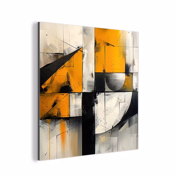 Geel - Abstract - Modern - Vormen aluminium wit klein -3d