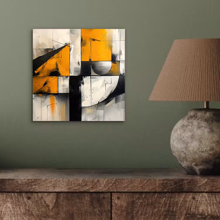 Geel - Abstract - Modern - Vormen aluminium wit klein -sfeer2