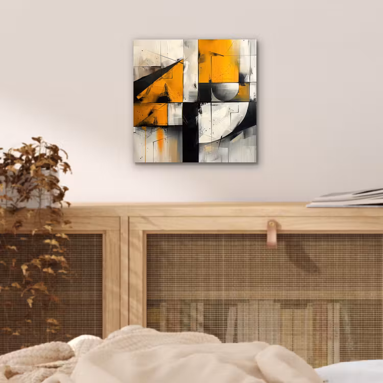 Geel - Abstract - Modern - Vormen aluminium wit klein -sfeer3