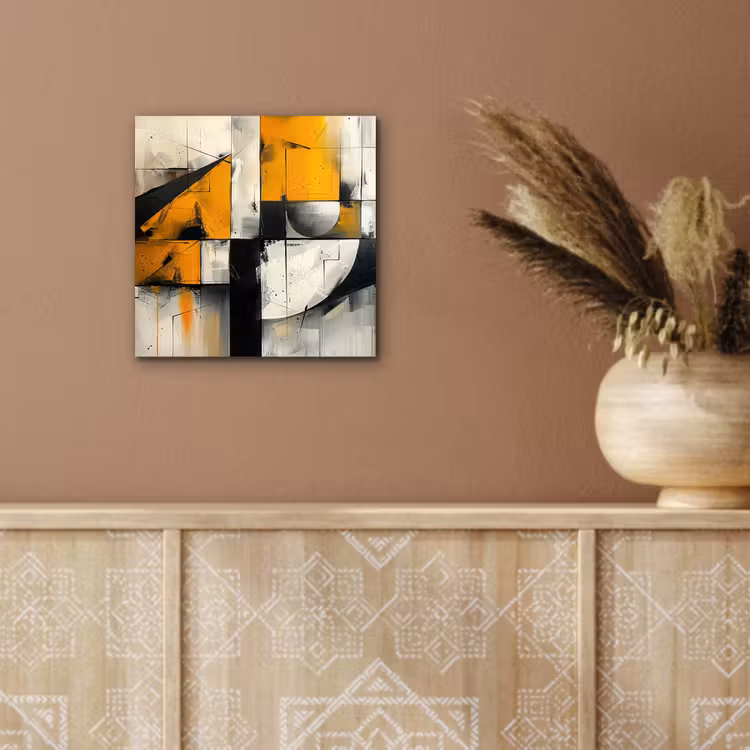 Geel - Abstract - Modern - Vormen aluminium wit klein -sfeer4