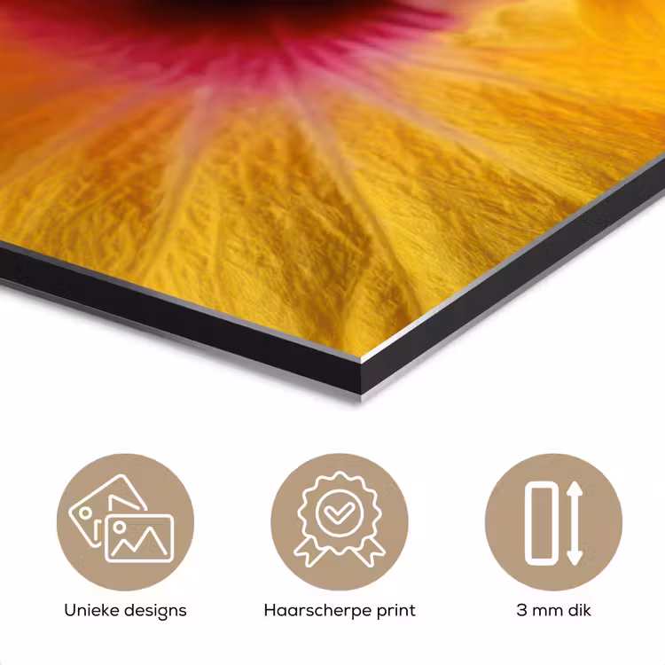 Geel - Hibiscus - Tropisch aluminium wit klein -closeup_NL