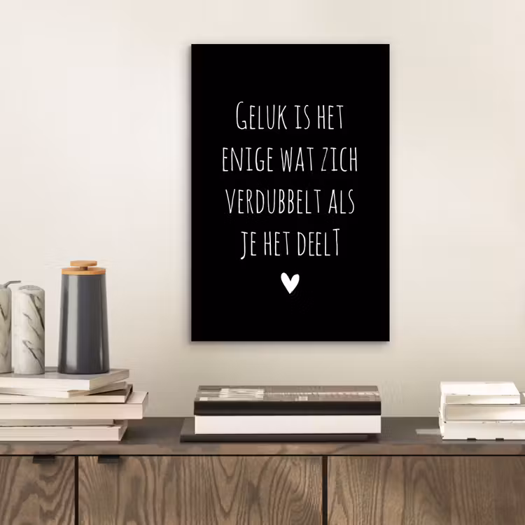 Geluk is het enige wat zich verdubbelt - Spreuken - Quotes aluminium wit klein -sfeer1