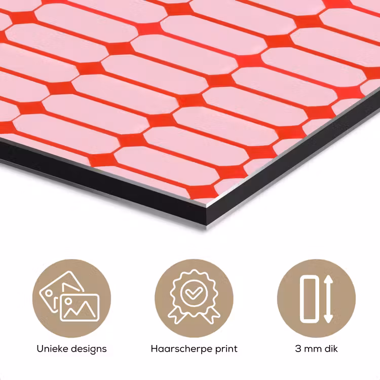 Geometrisch - Minimalistisch - Rood - Roze aluminium wit klein 46 -closeup_NL