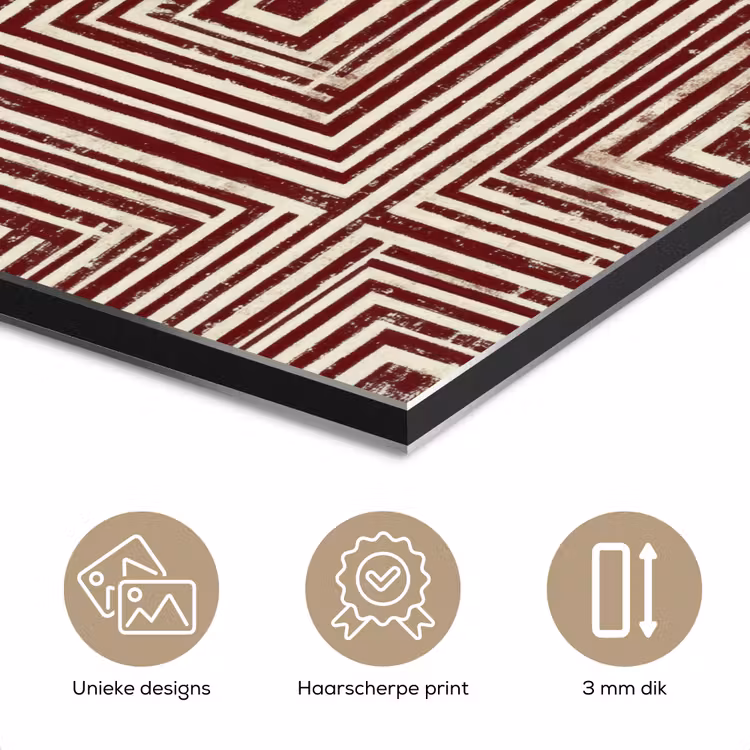 Geometrisch - Patroon - Rood aluminium wit klein 46 -closeup_NL