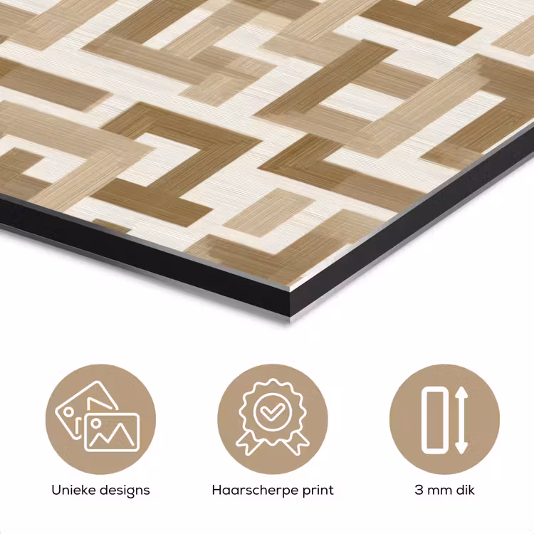 Geometrisch - Retro - Bruin aluminium wit klein 46 -closeup_NL