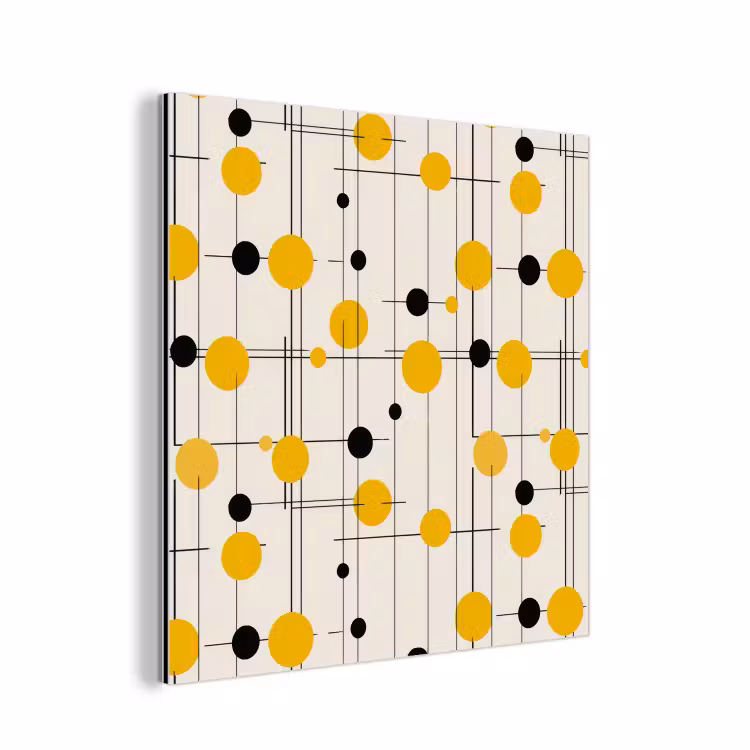 Geometrisch - Retro - Lijnen - Okergeel - Zwart aluminium wit klein 46 -3d