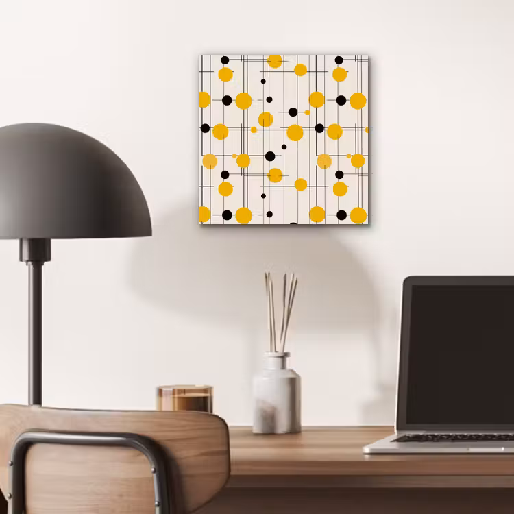 Geometrisch - Retro - Lijnen - Okergeel - Zwart aluminium wit klein 46 -sfeer5
