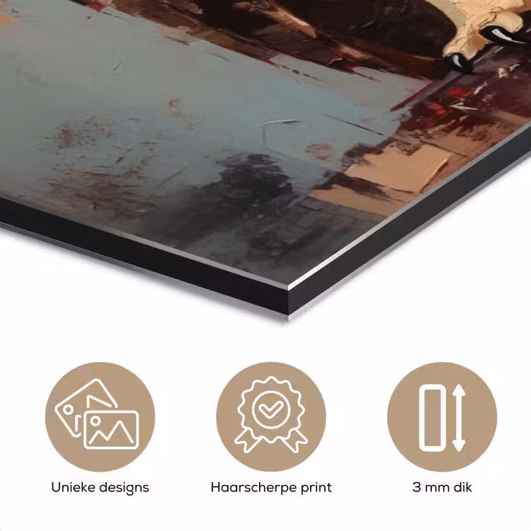 Geschilderd - Abstract - Uil - Bruin aluminium wit klein -closeup_NL