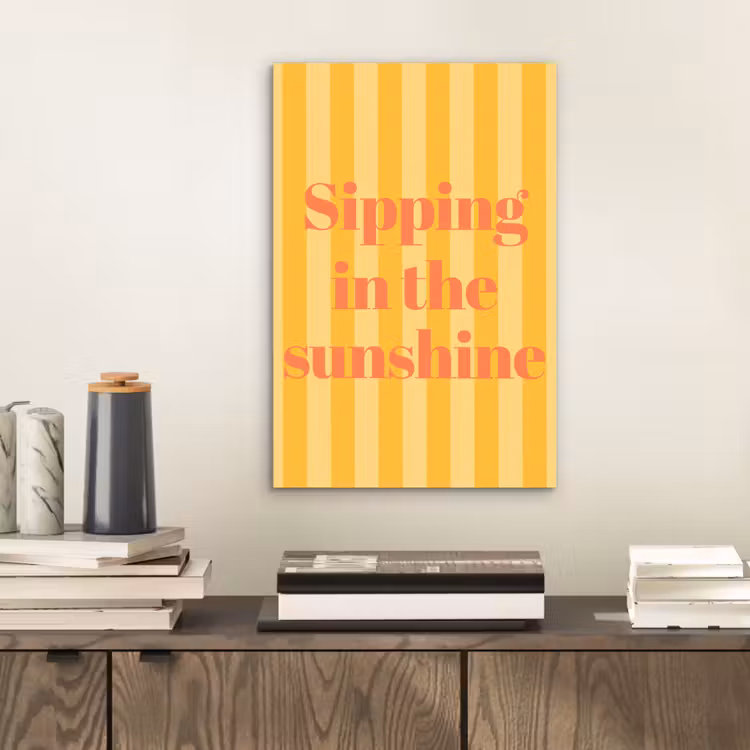 Gestreept - Geel - Sunshine - Letters aluminium wit klein -sfeer1