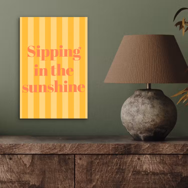 Gestreept - Geel - Sunshine - Letters aluminium wit klein -sfeer2