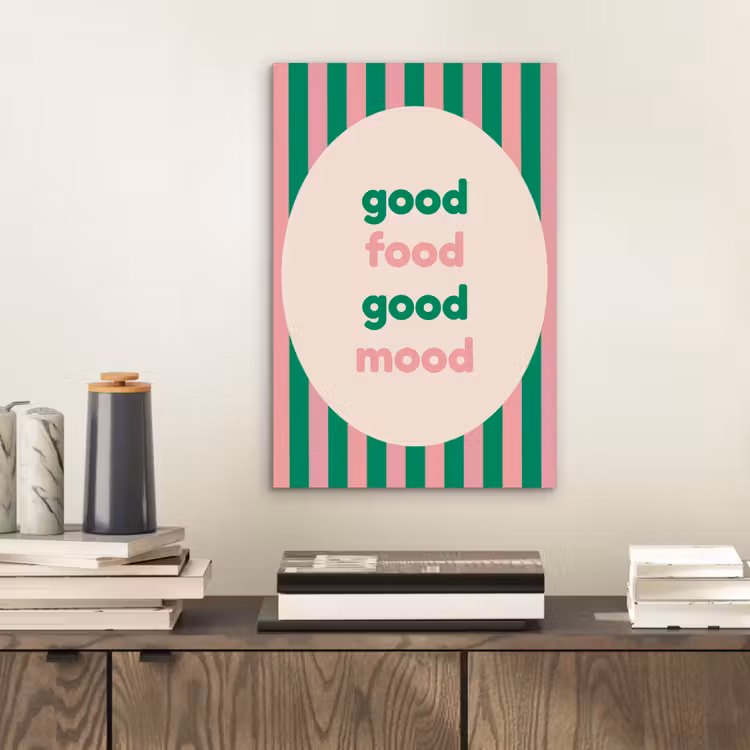 Gestreept - Quote - Ovaal - Roze aluminium wit klein -sfeer1