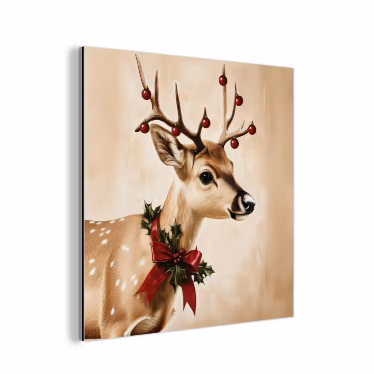 Gewei - Kerst - Rendier - Rood aluminium wit klein -3d