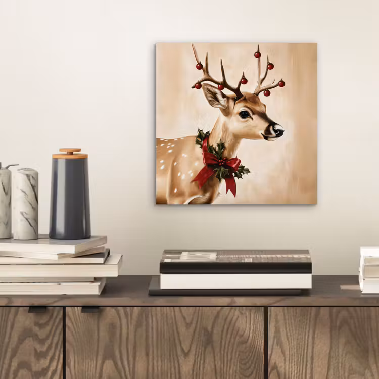 Gewei - Kerst - Rendier - Rood aluminium wit klein -sfeer1