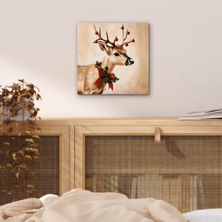 Gewei - Kerst - Rendier - Rood aluminium wit klein -sfeer3