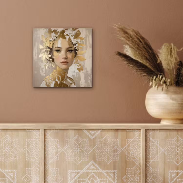 Gezicht - Vrouw - Bladeren - Goud aluminium wit klein -sfeer4