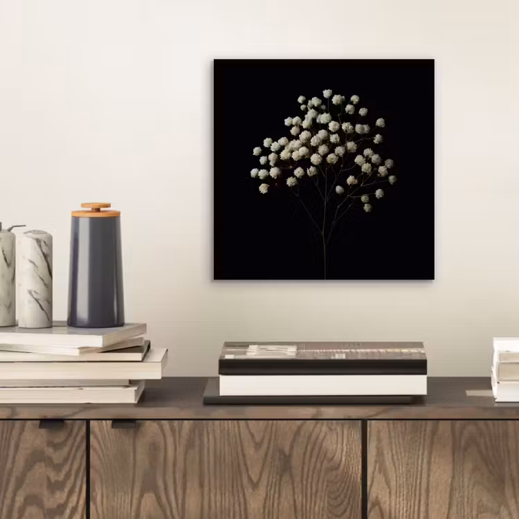 Gipskruid - Bloemetjes - Wit - Minimalistisch aluminium wit klein -sfeer1