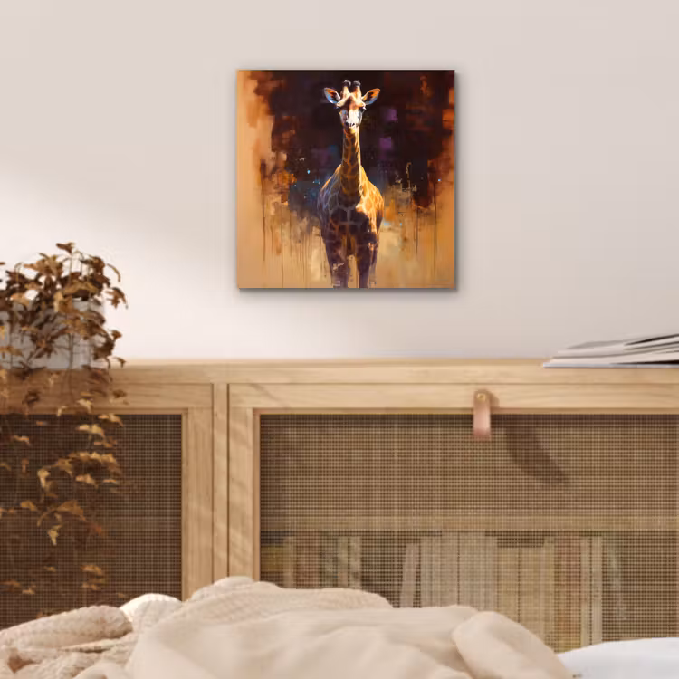 Giraf - Bruin - Abstract - Geschilderd aluminium wit klein -sfeer3