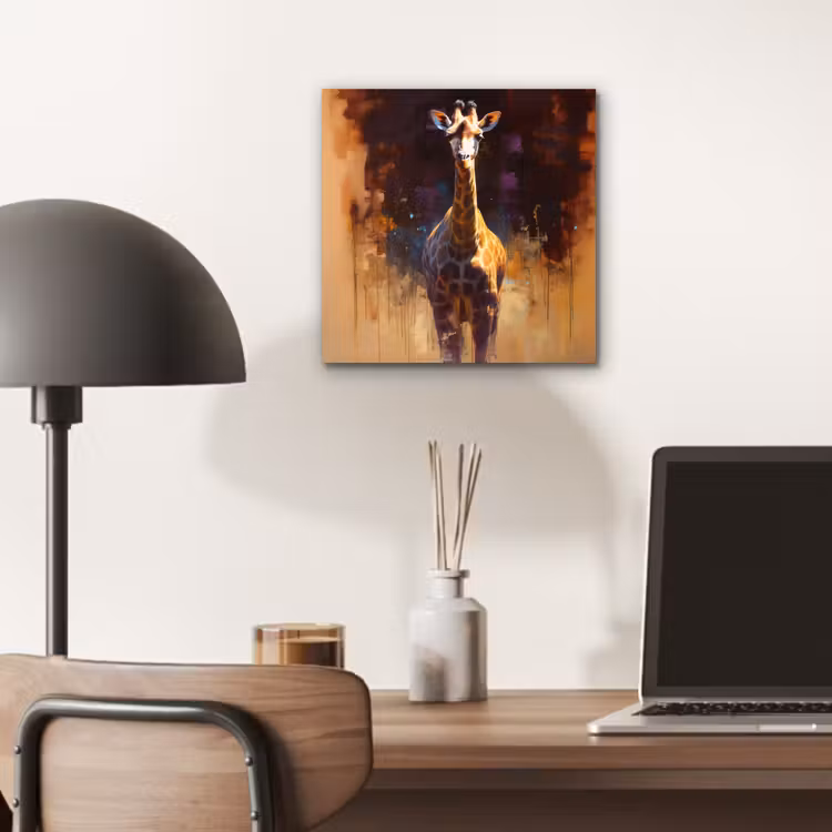 Giraf - Bruin - Abstract - Geschilderd aluminium wit klein -sfeer5