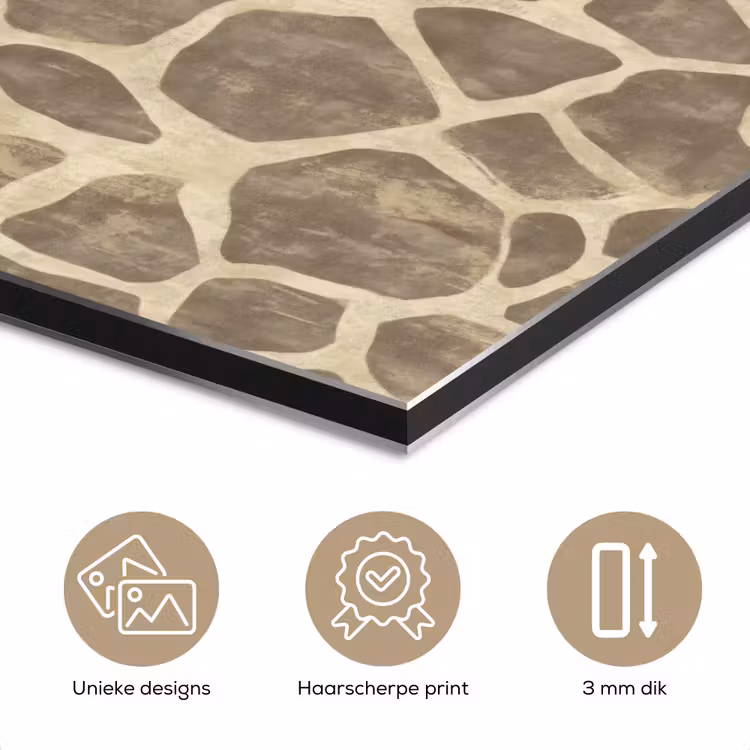 Giraf - Patroon - Beige - Bruin aluminium wit klein 46 -closeup_NL