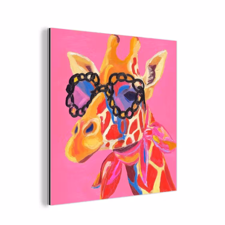 Giraf - Roze - Bril - Sjaal aluminium wit klein -3d