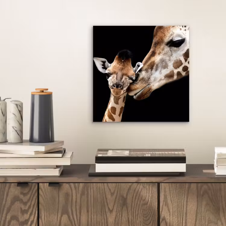 Giraffe - Dieren - Zwart - Portret - Dieren aluminium wit klein -sfeer1