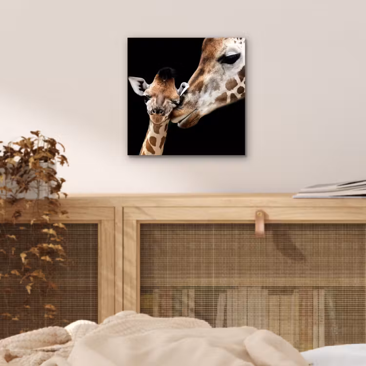 Giraffe - Dieren - Zwart - Portret - Dieren aluminium wit klein -sfeer3