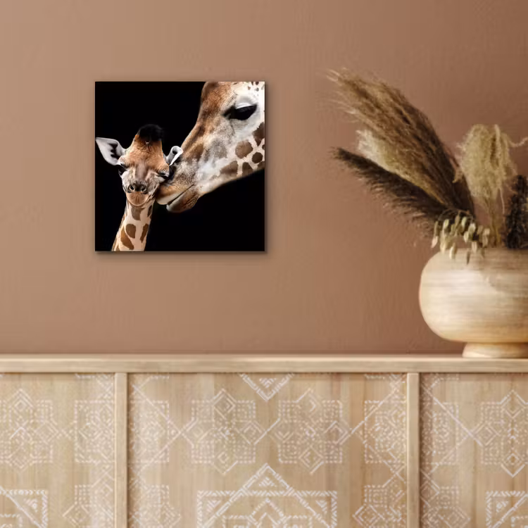 Giraffe - Dieren - Zwart - Portret - Dieren aluminium wit klein -sfeer4
