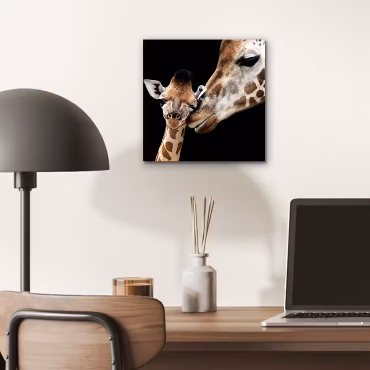 Giraffe - Dieren - Zwart - Portret - Dieren aluminium wit klein -sfeer5