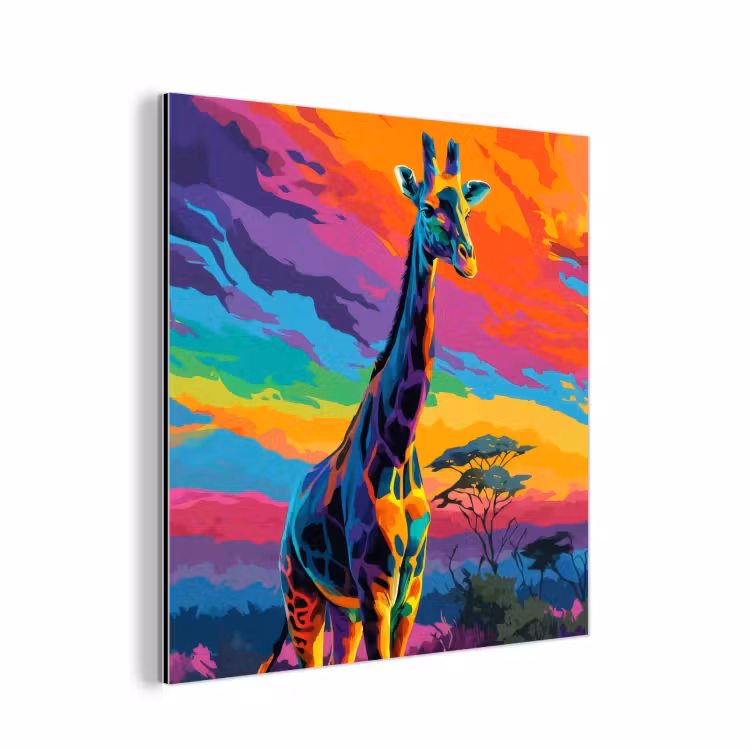 Giraffe - Savanna - Lucht - Gekleurd aluminium wit klein -3d