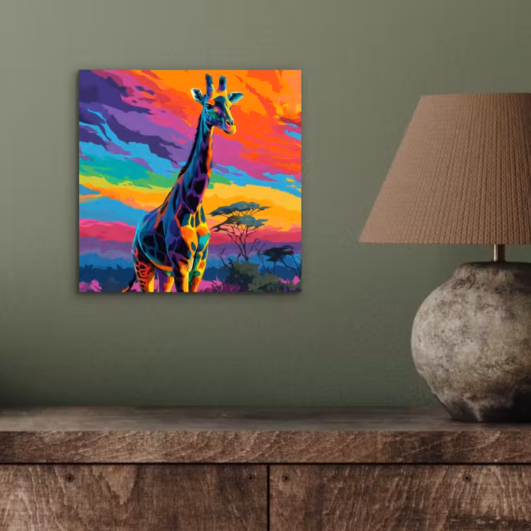 Giraffe - Savanna - Lucht - Gekleurd aluminium wit klein -sfeer2