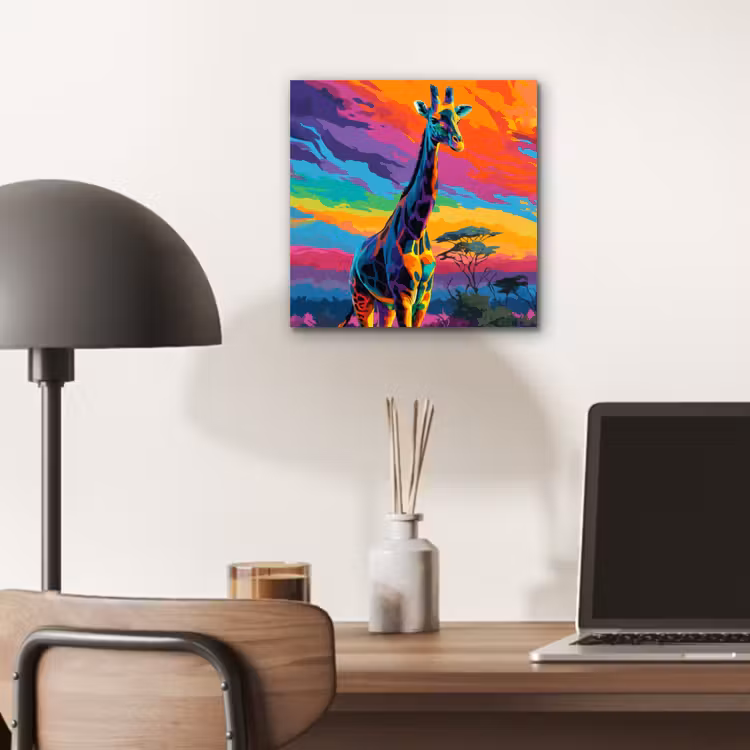 Giraffe - Savanna - Lucht - Gekleurd aluminium wit klein -sfeer5
