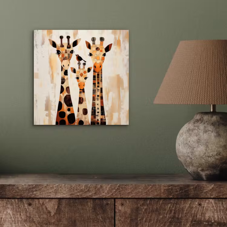 Giraffen - Cartoon - Crème aluminium wit klein -sfeer2
