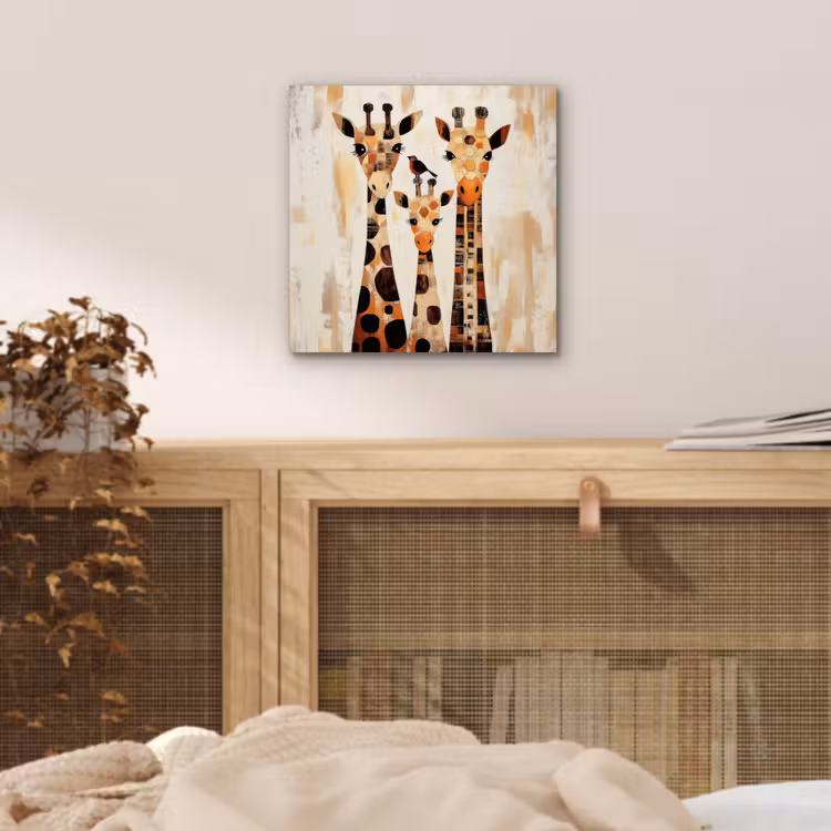 Giraffen - Cartoon - Crème aluminium wit klein -sfeer3