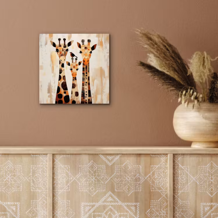 Giraffen - Cartoon - Crème aluminium wit klein -sfeer4