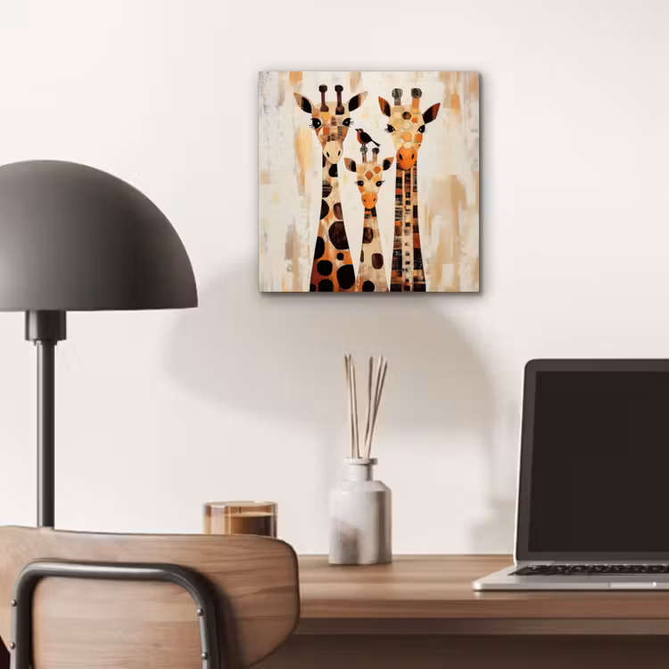 Giraffen - Cartoon - Crème aluminium wit klein -sfeer5